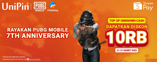 Rayakan 7th Anniversary PUBG Mobile! – Diskon 10Ribu dengan Top Up Unknown Cash Pakai ShopeePay!